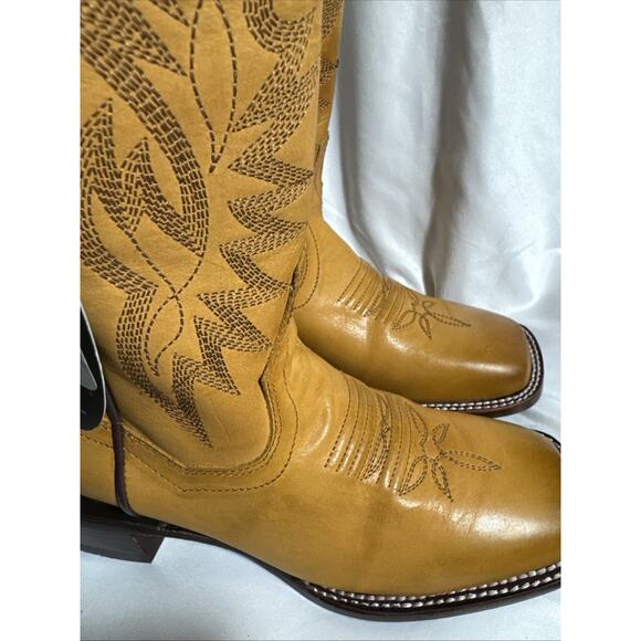 Dan Post Selena Boots Women’s Size 7 Golden Yellow Leather Square Toe NIB NEW - Picture 8 of 10